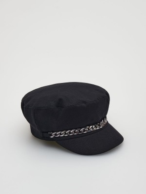 Reserved Baker boy hat with chain detail Siyah | CFYX51438