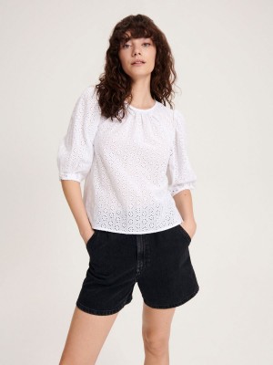 Reserved Blouse with decorative back Beyaz | PNTF07456