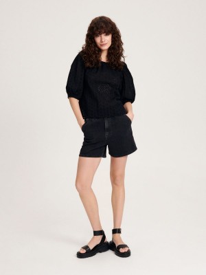 Reserved Blouse with decorative back Siyah | FLOK52306