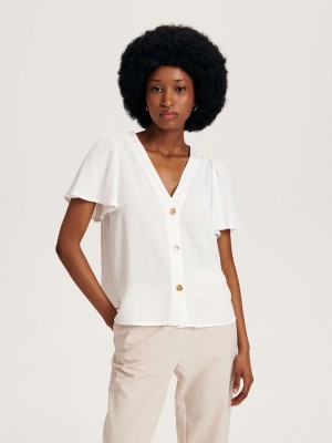 Reserved Blouse with decorative buttons Ivory | NWGS93682