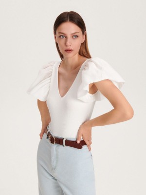 Reserved Body with decorative sleeves Beyaz | WSAL30962