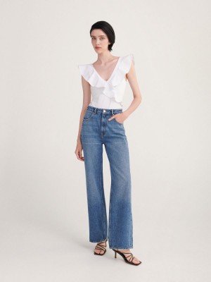 Reserved Bodysuit with ruffle detail Beyaz | JZFX78192