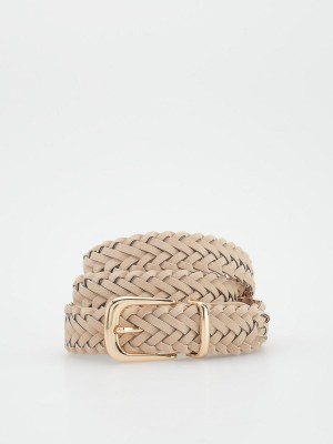 Reserved Braided belt with buckle Bej Rengi | ZNGP56093