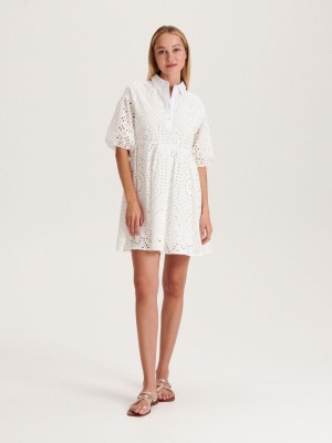 Reserved Broderie anglaise pattern dress Ivory | WQFV86425
