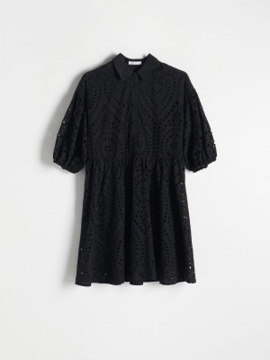 Reserved Broderie anglaise pattern dress Siyah | EOFR03426