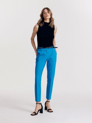 Reserved Cigarette trousers with belt Turkuaz | YCWH46751