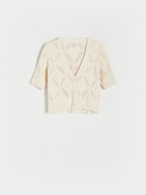 Reserved Cropped cardigan Ivory | HBIT87230