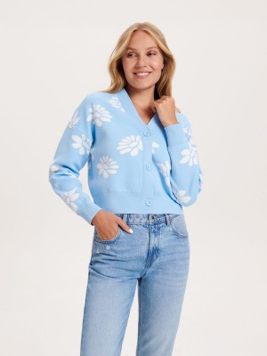 Reserved Cropped cardigan Mavi | UFGX97451