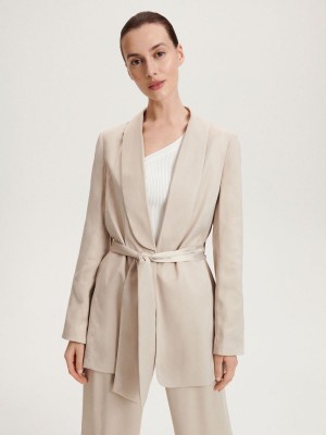 Reserved Cropped satin blazer Bej Rengi | ABPZ41072