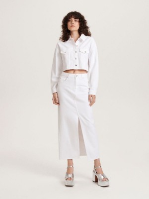 Reserved Cropped trucker jacket Beyaz | QCBM59104