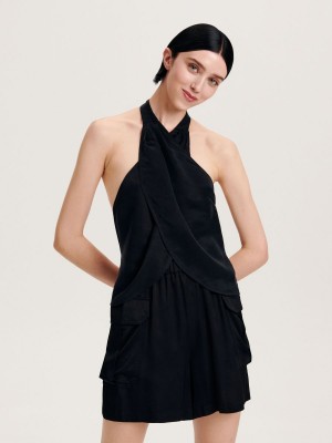 Reserved Cupro rich top Siyah | RDBN14678