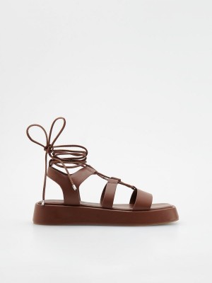 Reserved Dantel up sandals Kahverengi | VQGB63492