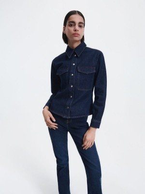 Reserved Denim shirt Lacivert | REFU74960