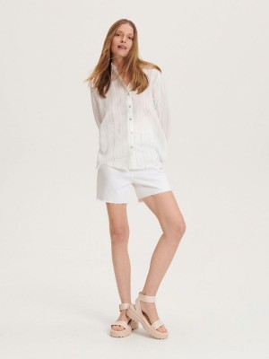 Reserved Denim shorts Beyaz | FWLX17345