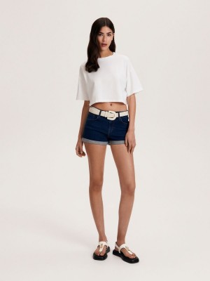 Reserved Denim shorts Lacivert | LDSF36845
