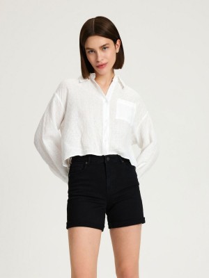 Reserved Denim shorts Siyah | VCZG26914