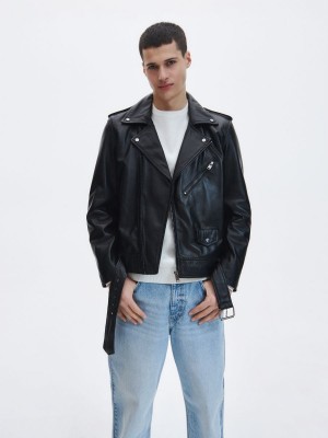 Reserved Deri biker jacket Siyah | SGOV83219