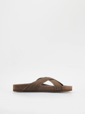 Reserved Deri sliders Bej Rengi | SCKU04267