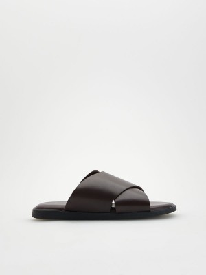Reserved Deri sliders Kahverengi | BWVS36841