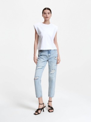 Reserved Distressed straight jeans Mavi | IQBO46835