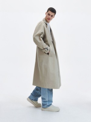 Reserved Double-breasted trench coat Bej Rengi | MXTY98137