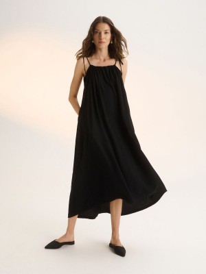 Reserved EcoVero™ rich maxi dress Siyah | OIQC76409