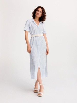 Reserved Elbise with belt Mavi | CYIE81076