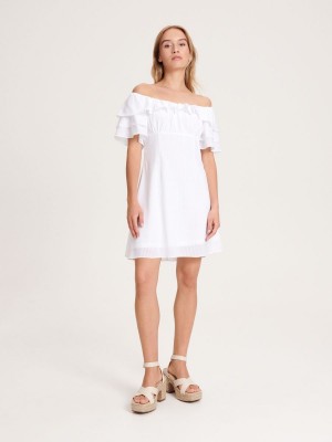 Reserved Elbise with ruffle details Ivory | KEZA50249