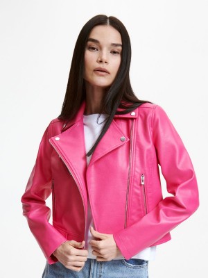 Reserved Faux leather biker jacket Kırmızı | GWVO02317