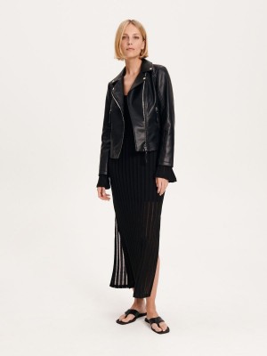 Reserved Faux leather biker jacket Siyah | LJNF87526