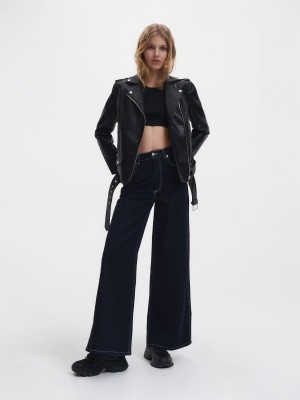 Reserved Faux leather biker jacket Siyah | VXTG52316