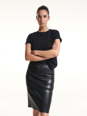 Reserved Faux leather skirt Siyah | LVOY82791