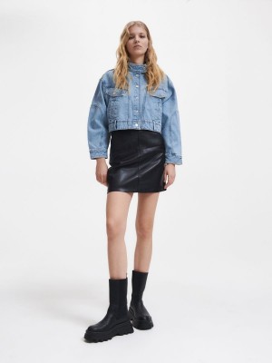 Reserved Faux leather skirt Siyah | RYVE56984