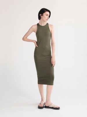 Reserved Fitted maxi dress Haki | WBEY91048