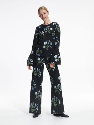 Reserved Floral jacquard trousers Renkli | TLBG40875