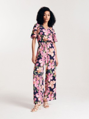Reserved Geniş leg jumpsuit Lacivert | OFID13245