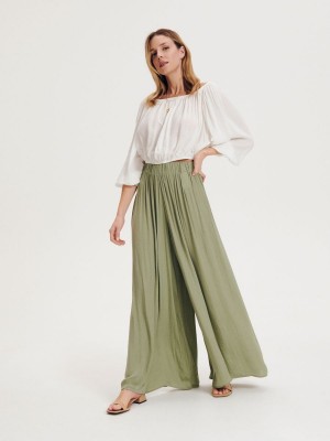 Reserved Geniş leg trousers Yeşil | PWUM75423