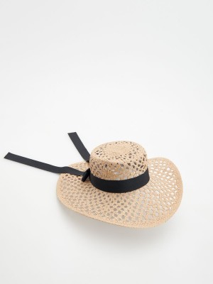 Reserved Hat with decorative bow detail Bej Rengi | MRNO37690