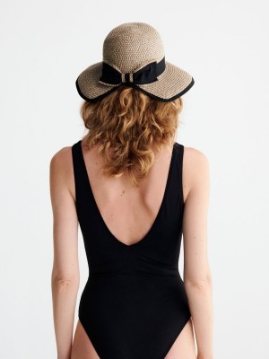 Reserved Hat with decorative bow detail Bej Rengi | UZHK08451
