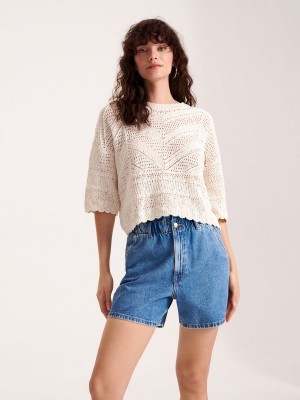Reserved High waist denim shorts Mavi | NKLQ47956