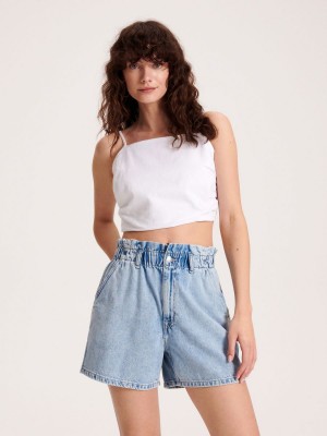 Reserved High waist denim shorts Mavi | TKEF05482