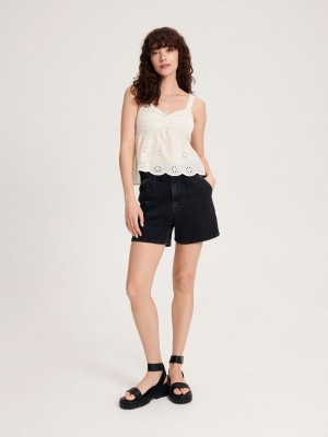 Reserved High waist denim shorts Siyah | DILS06783