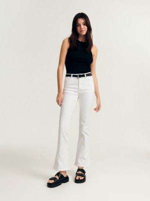 Reserved High waist flare jeans Beyaz | OVKQ51032