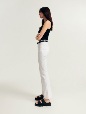 Reserved High waist flare jeans Beyaz | QEXH64720