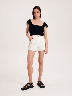 Reserved High waist shorts Beyaz | FKIM58631