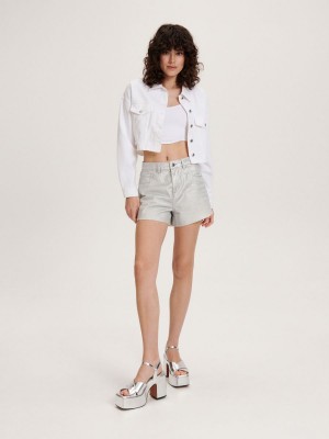 Reserved High waist shorts Beyaz | MHAJ46819