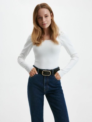 Reserved Jersey blouse Ivory | BNQG04197