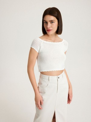 Reserved Jersey blouse Ivory | HNBX47093