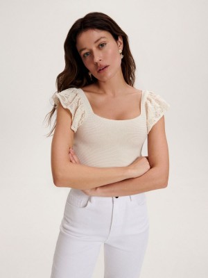 Reserved Jersey blouse Ivory | QROJ06725