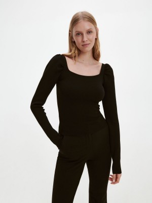 Reserved Jersey blouse Siyah | KZPN26743